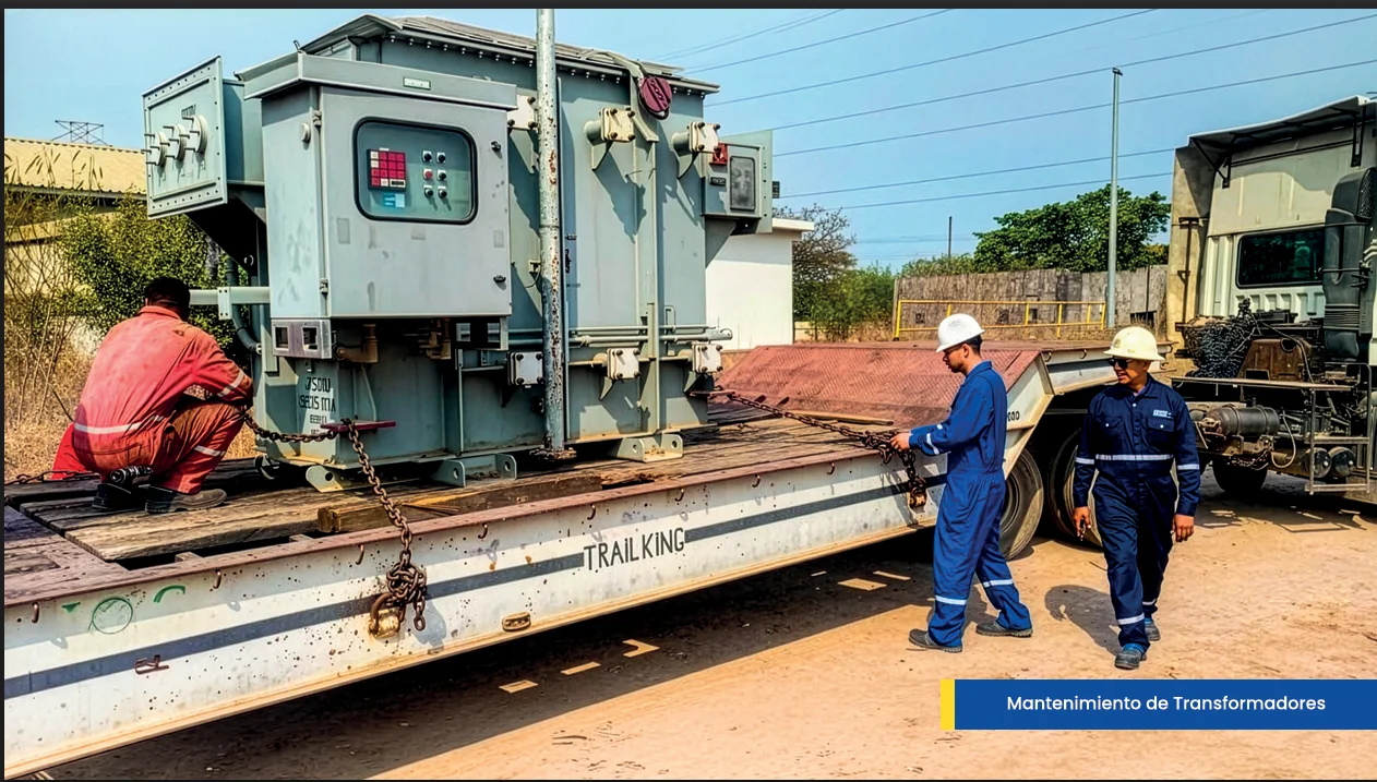 Personal realizando mantenimiento de transformadores